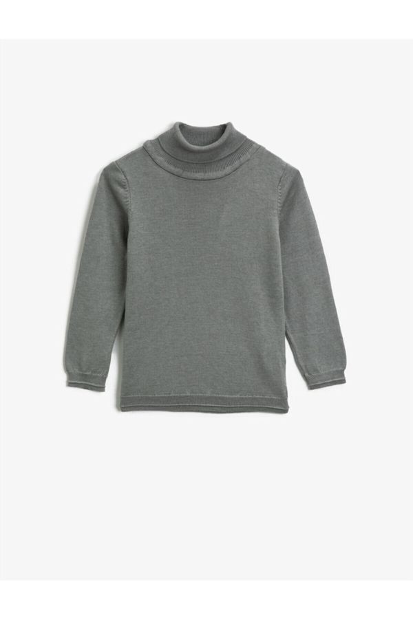 Koton Koton Boy Gray Cotton Turtleneck Basic Long Sleeve Sweater