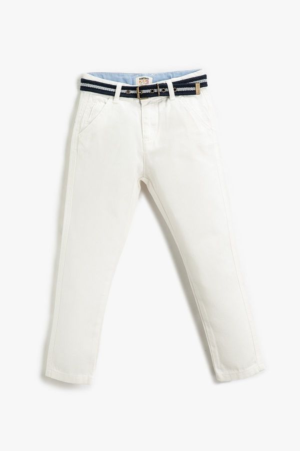 Koton Koton Boys Slim Fit Belted Pocket Fabric Trousers 3skb40009tw