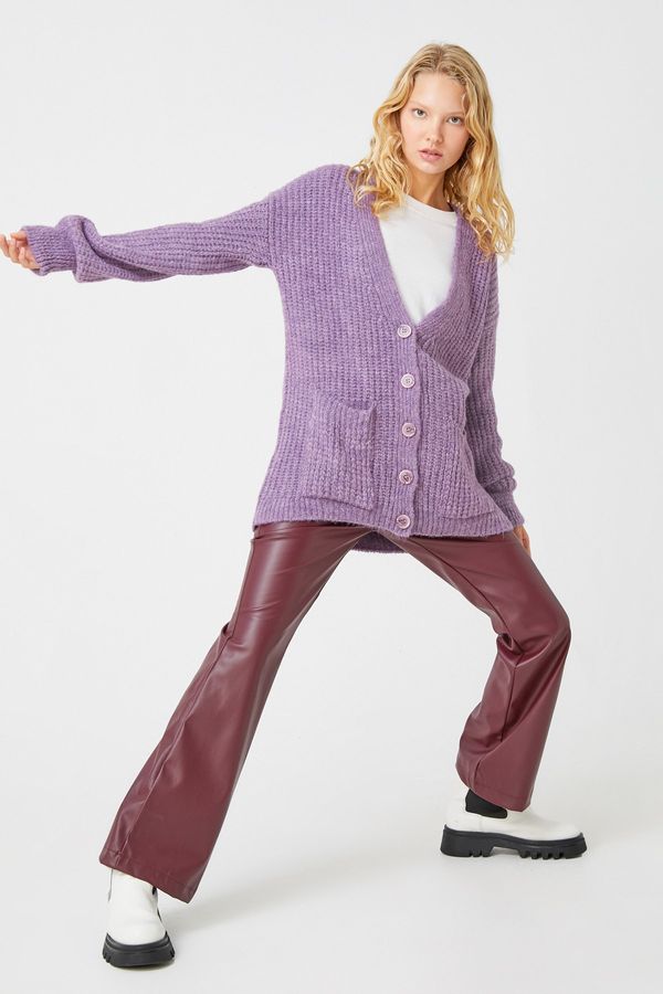 Koton Koton Cardigan - Purple - Regular