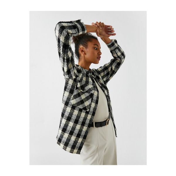 Koton Koton Checked Long Sleeve Jacket with Pockets