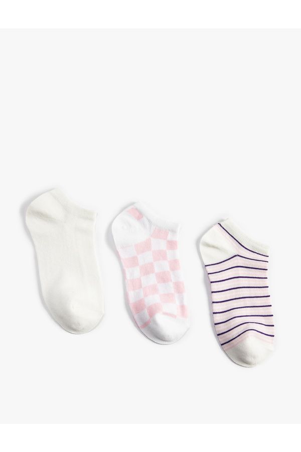 Koton Koton Checkered 3-Pack Booties Socks Set Multicolored Cotton
