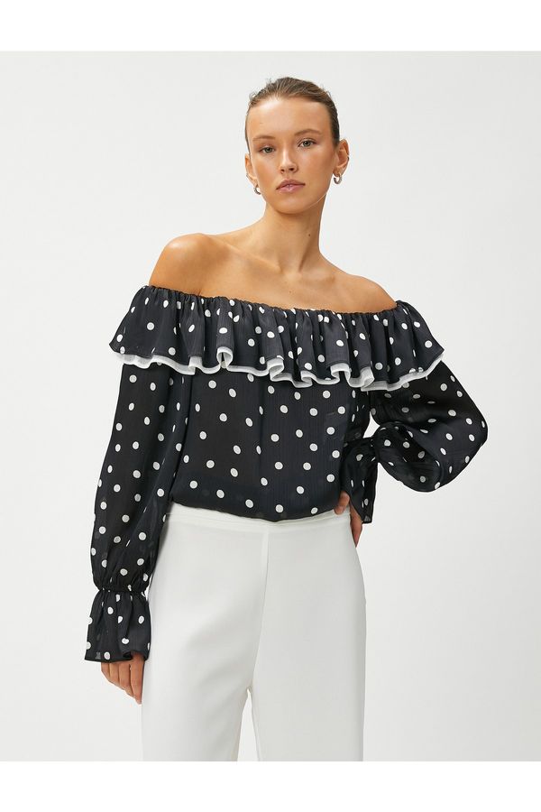 Koton Koton Chiffon Blouse Open Shoulder Ruffle