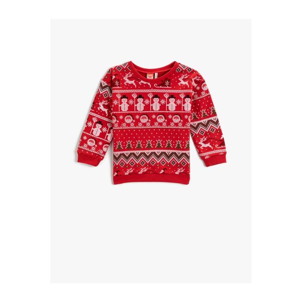 Koton Koton Christmas Themed Sweatshirt Crew Neck Cotton