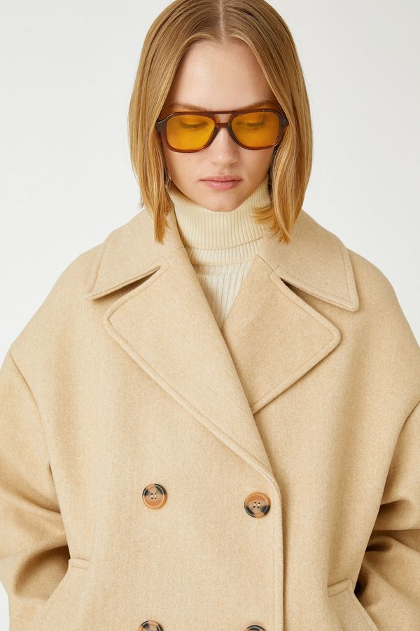 Koton Koton Coat - Beige - Double-breasted