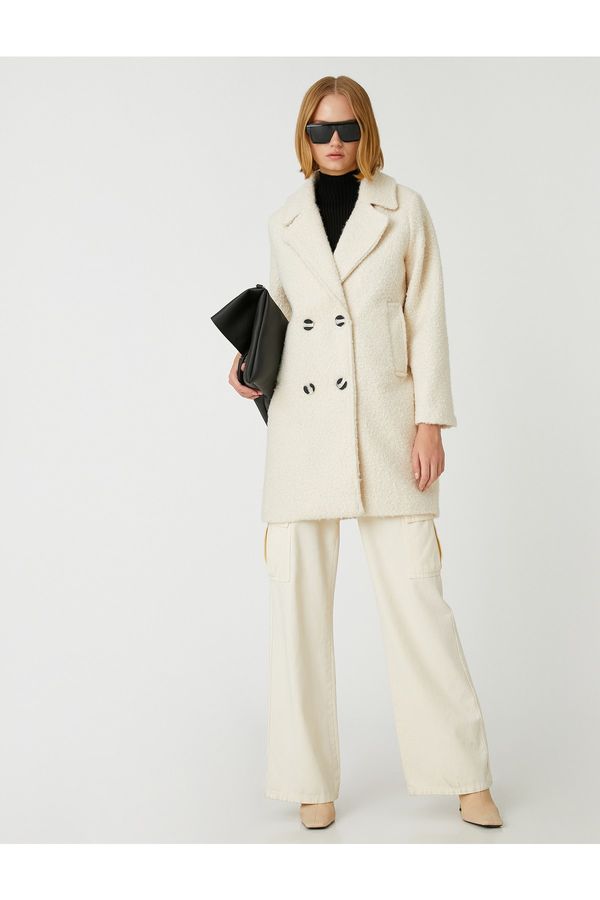 Koton Koton Coat - Ecru - Double-breasted