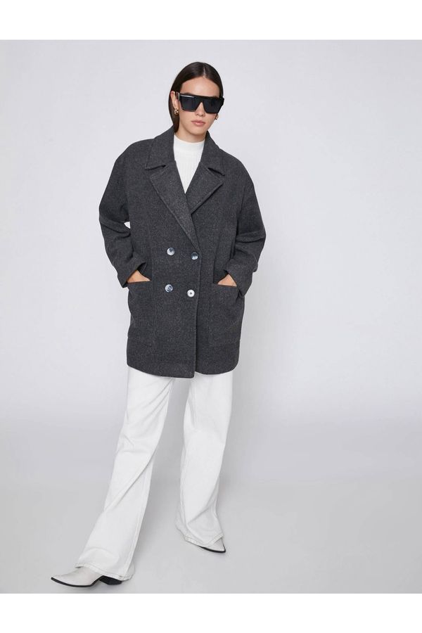 Koton Koton Coat - Gray - Double-breasted