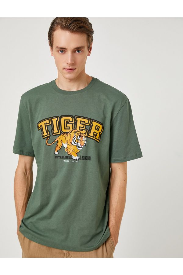 Koton Koton College T-Shirt Tiger Printed Crew Neck Short Sleeve