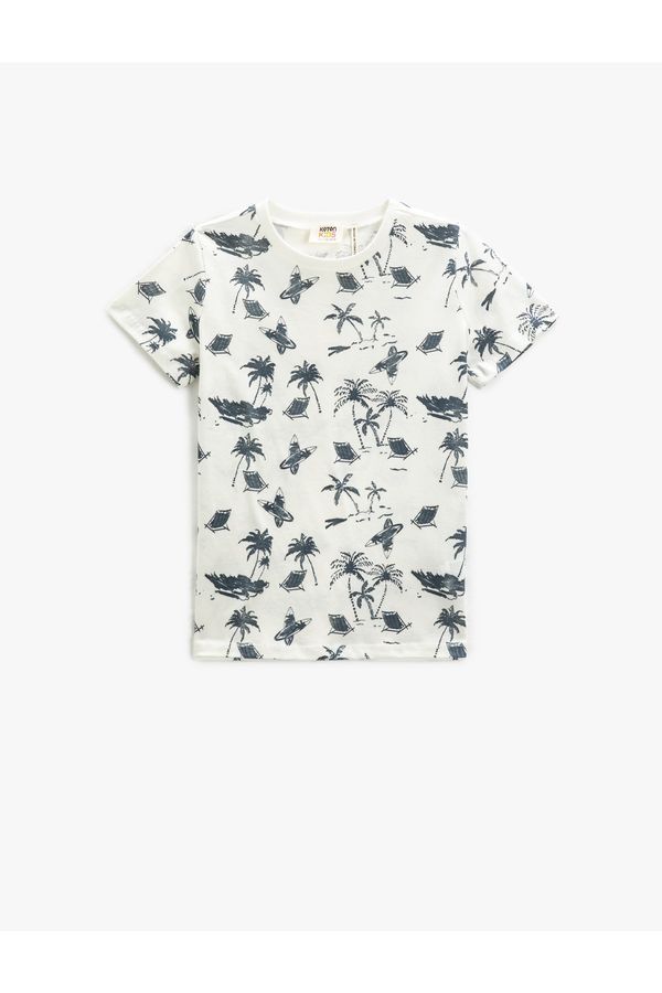 Koton Koton Crew Neck T-Shirt Printed Short Sleeve Cotton