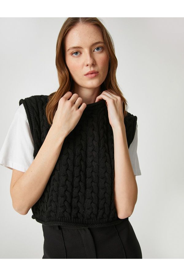 Koton Koton Crop Knit Sweater Round Neck