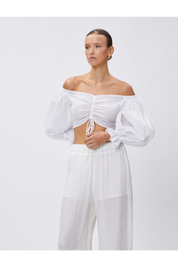 Koton Koton Crop Off-the-Shoulder Blouse Balloon Sleeve