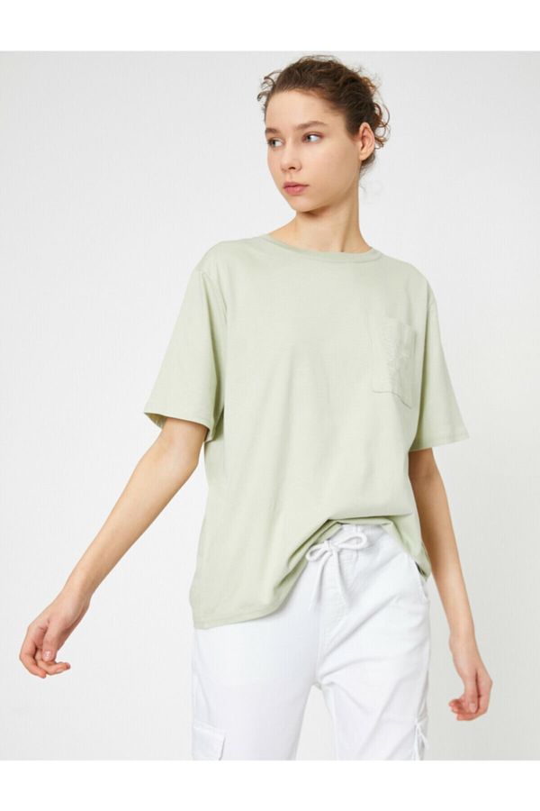 Koton Koton Damska zielona kieszonkowa T-shirt