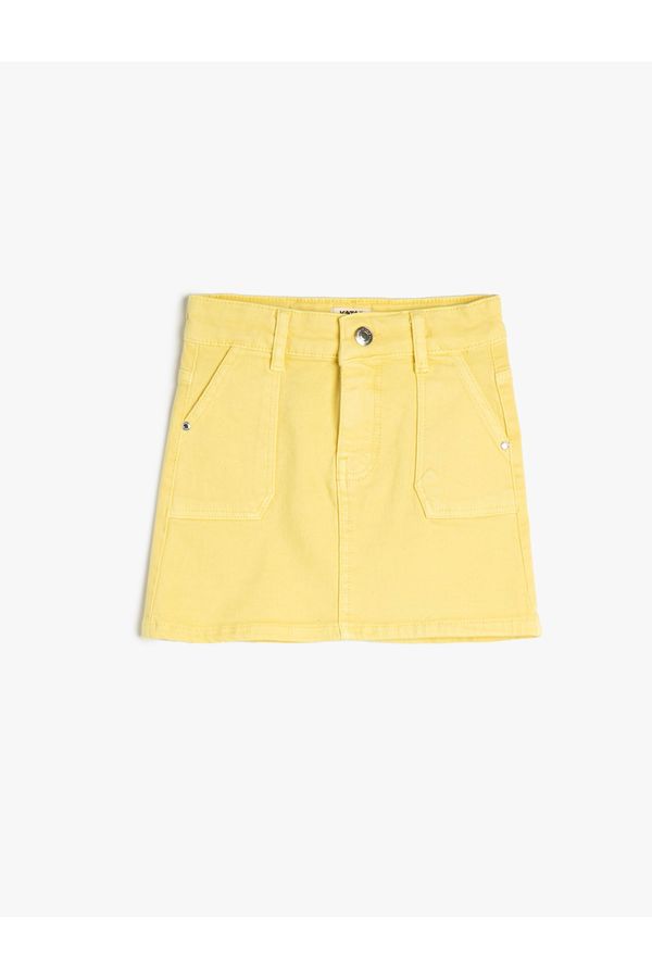 Koton Koton Denim Skirt Mini Size Pocket Cotton Waist Adjustable Elastic