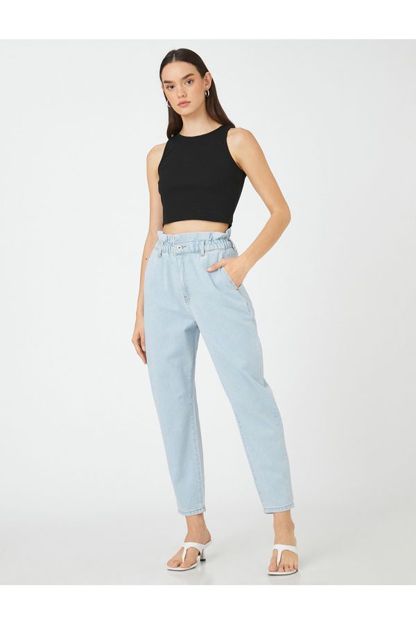 Koton Koton Denim Trousers Elastic Waist Comfortable Cut High Waist - Baggy Jean