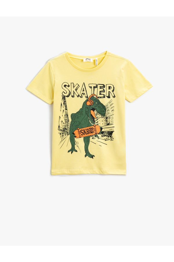 Koton Koton Dinosaur Printed Short Sleeve T-Shirt