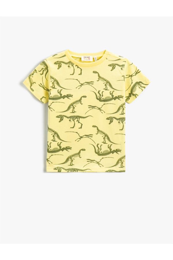 Koton Koton Dinosaur Printed Short Sleeved T-Shirt Cotton