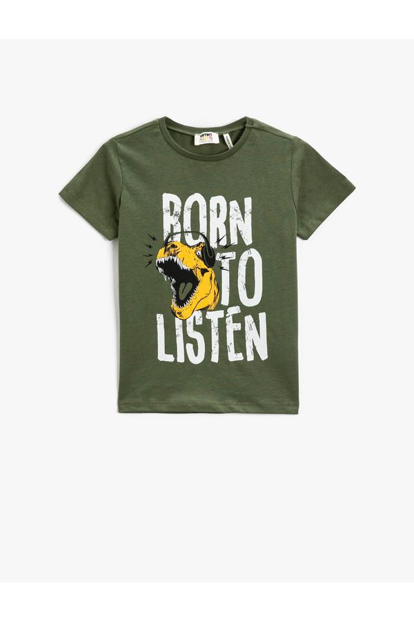 Koton Koton Dinosaur Printed T-Shirt Short Sleeve Crew Neck Cotton