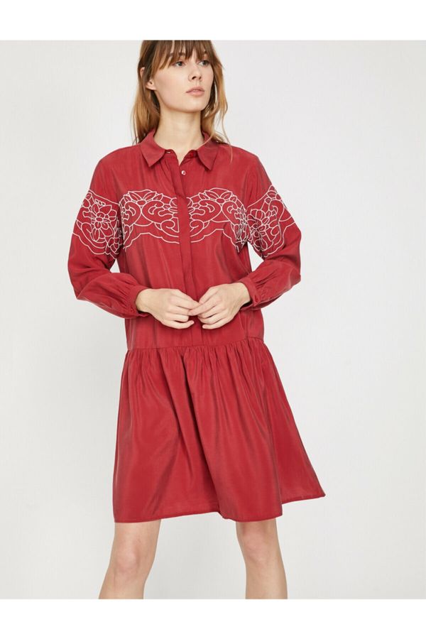 Koton Koton Dress - Burgundy - Ruffle both