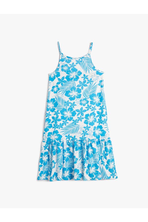 Koton Koton Dress Floral Thin Straps Back Window Detail Cotton