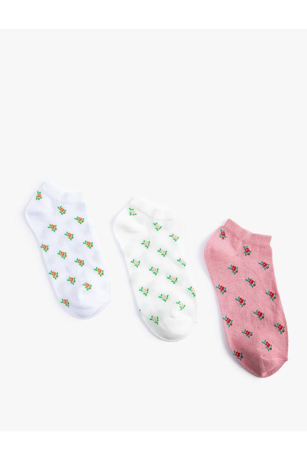 Koton Koton Floral 3-Pack Booties Socks Set Multicolored Cotton