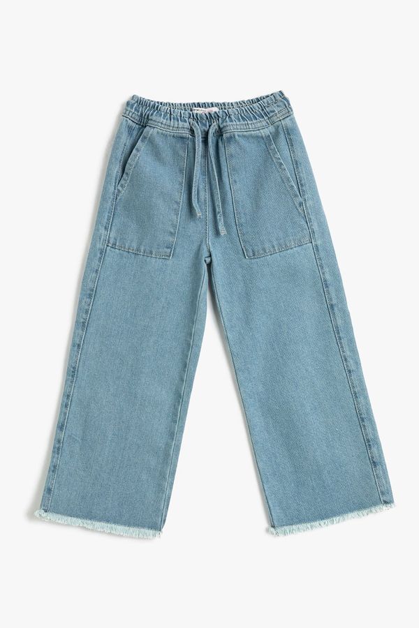 Koton Koton Girl's Denim Pants Wide Leg Waist Elastic Pocket - Loose Jean 3skg40021ad