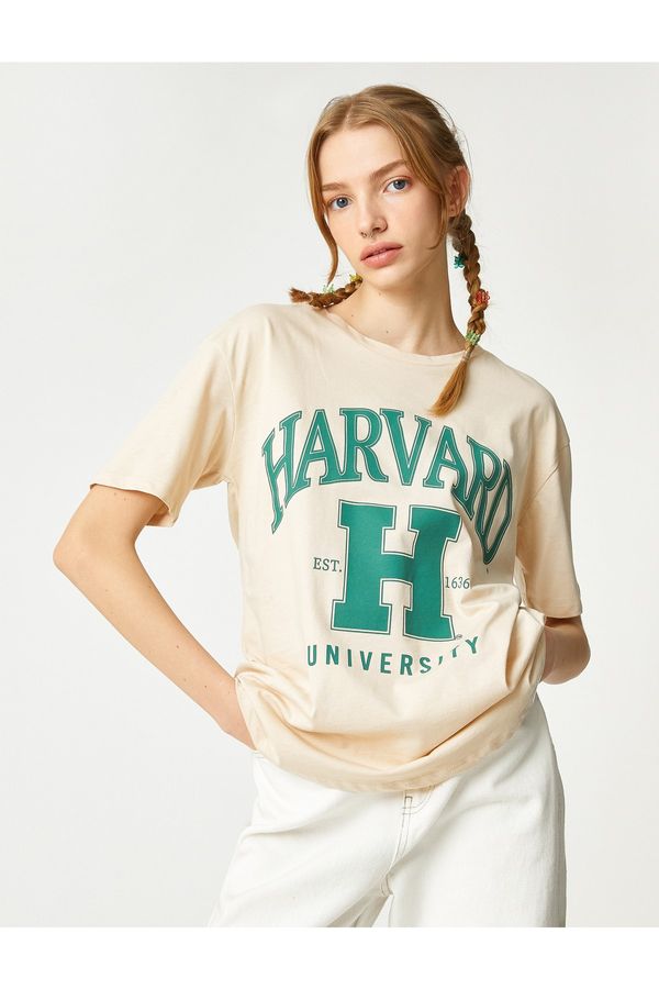 Koton Koton Harvard T-Shirt Printed Licensed Short Sleeve Crew Neck