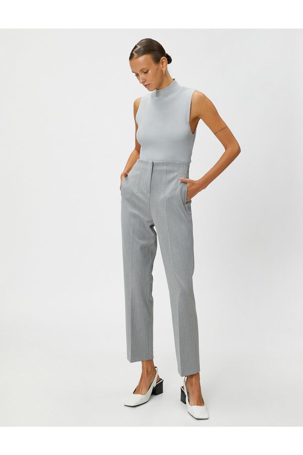 Koton Koton High Waist Fabric Trousers Sewing Detail