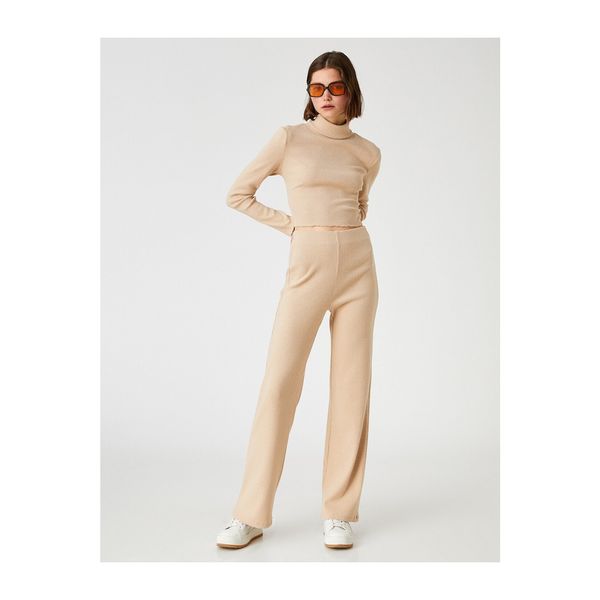 Koton Koton Knitted Cropped Trousers Yüksel Waist