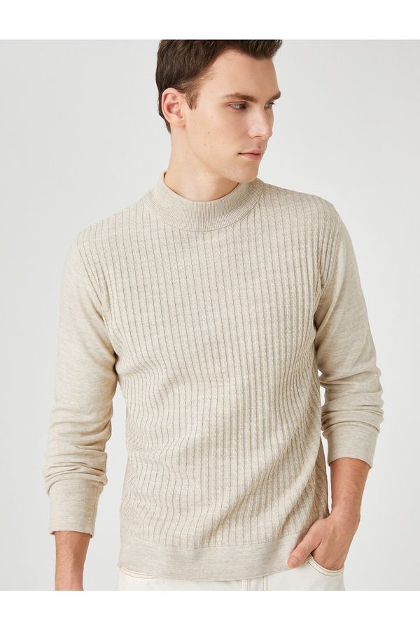 Koton Koton Knitwear Sweater Knit Patterned Half Turtleneck Slim Fit