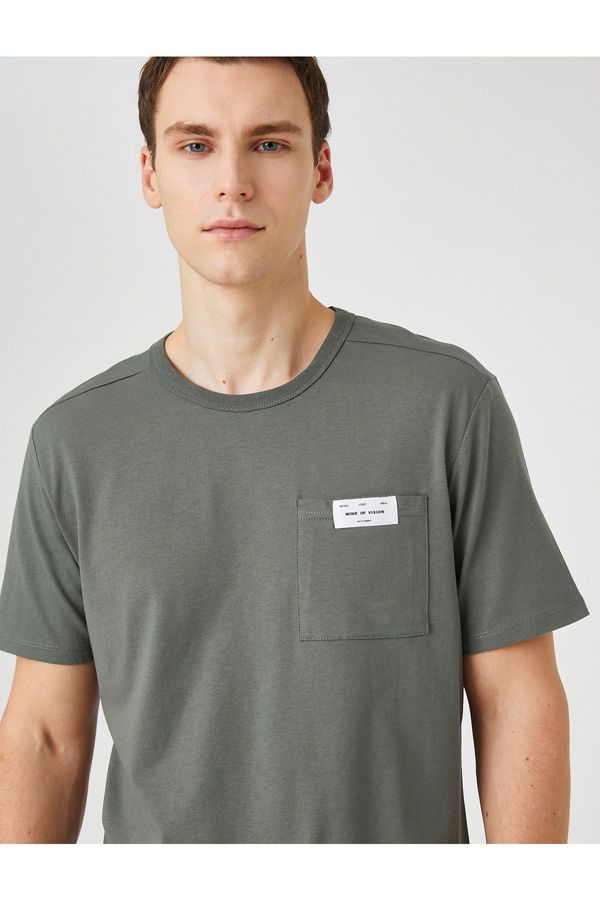 Koton Koton Label Printed T-Shirt Pocket Detailed Crew Neck