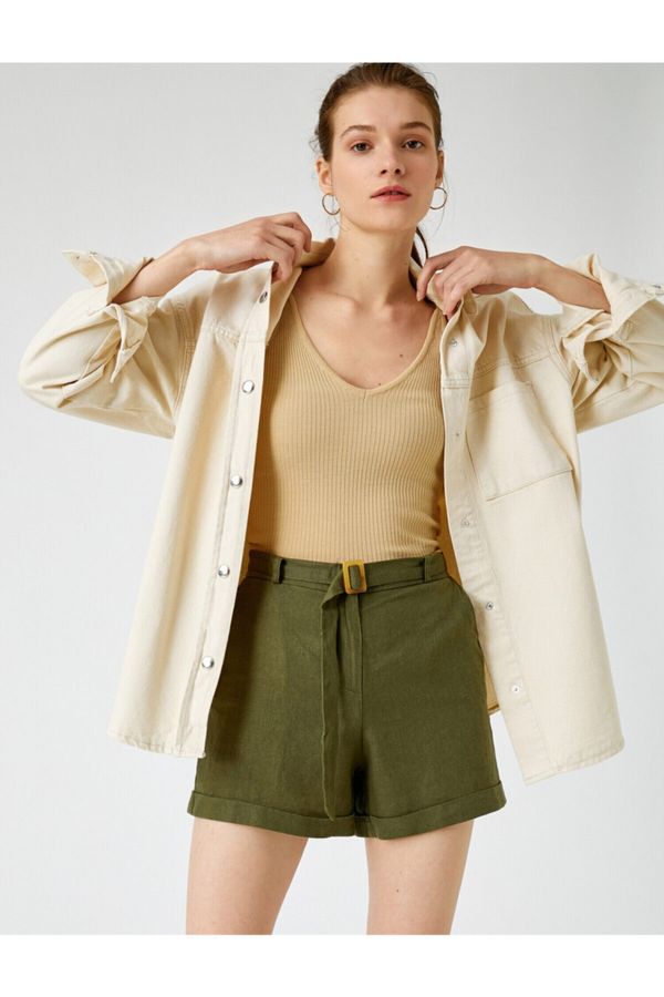 Koton Koton Linen Shorts With Belt