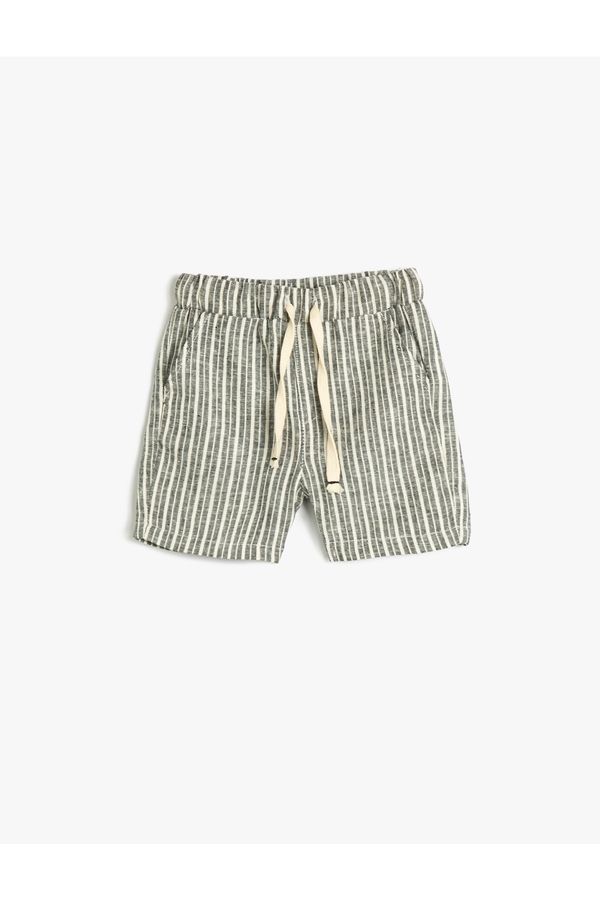 Koton Koton Linen Shorts With Pocket Elastic Waist Bound Cotton