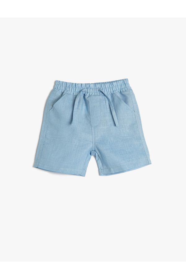 Koton Koton Linen Shorts With Pocket Elastic Waist Bound Cotton