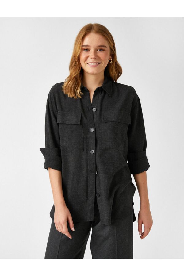 Koton Koton Long Sleeve Pocket Shirt