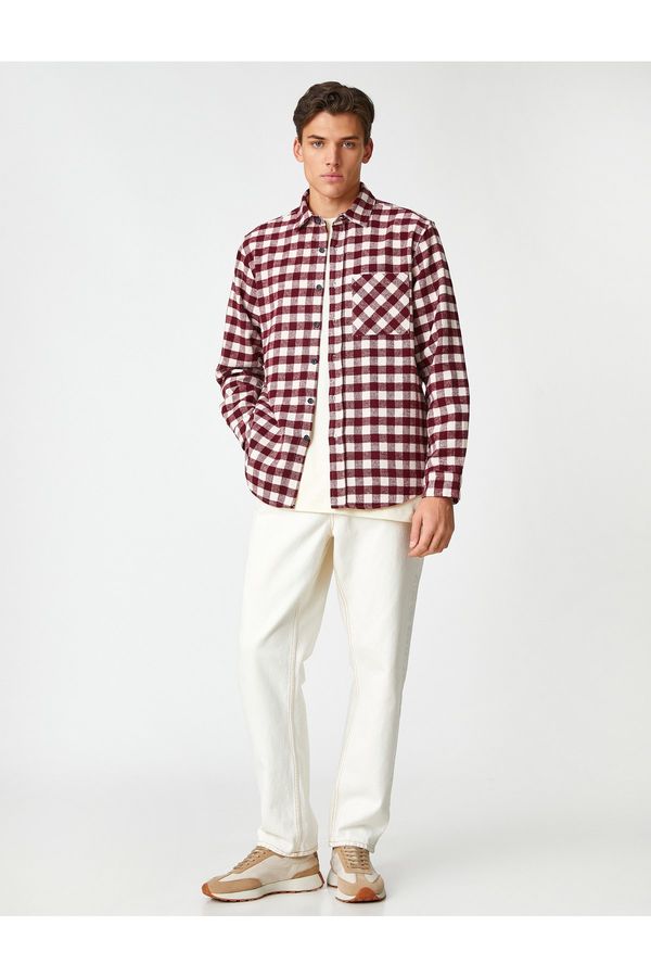 Koton Koton Lumberjack Shirt Pocket Detailed Classic Collar Long Sleeve