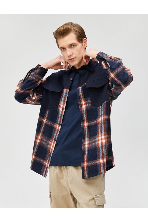 Koton Koton Lumberjack Shirt with Block Detail Classic Collar Pocket