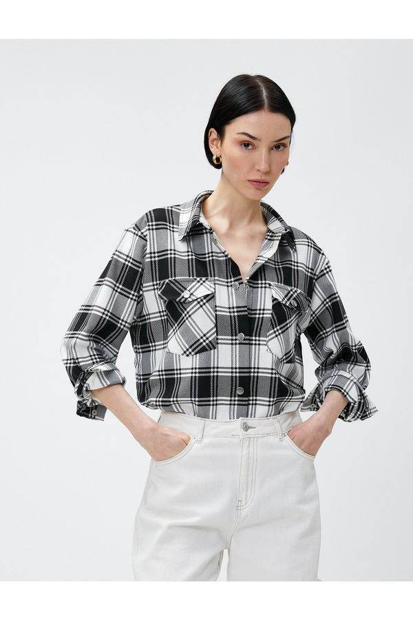 Koton Koton Lumberjack Shirt with Pockets and Snap fastener
