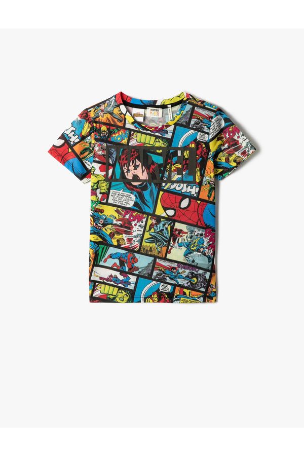 Koton Koton Marvel Printed Short Sleeve T-Shirt Licensed Crew Neck Cotton