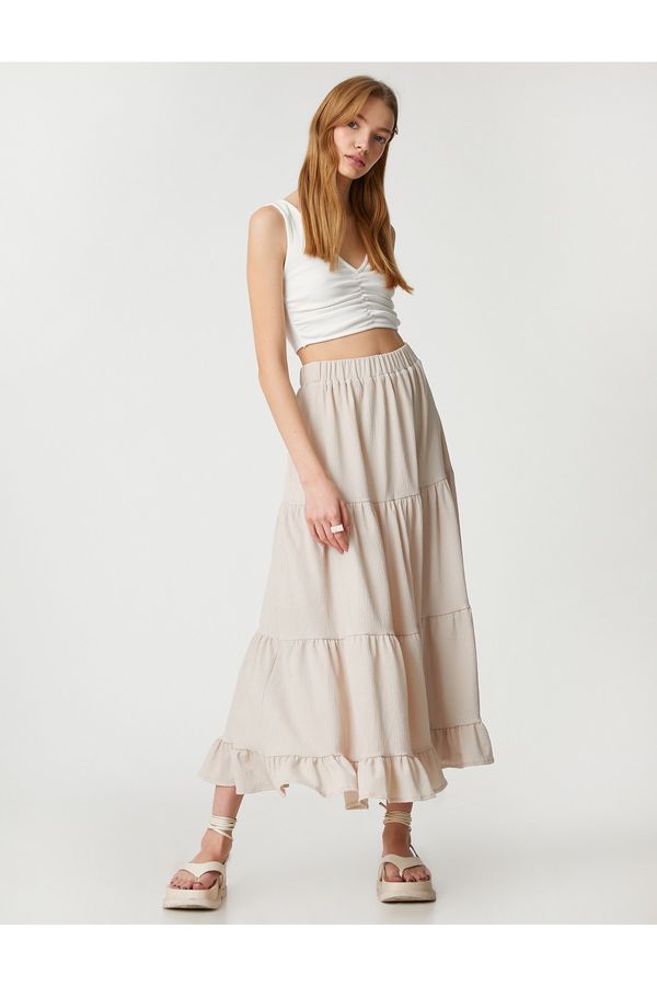 Koton Koton Maxi Skirt Elastic Waist Flywheel Frilly