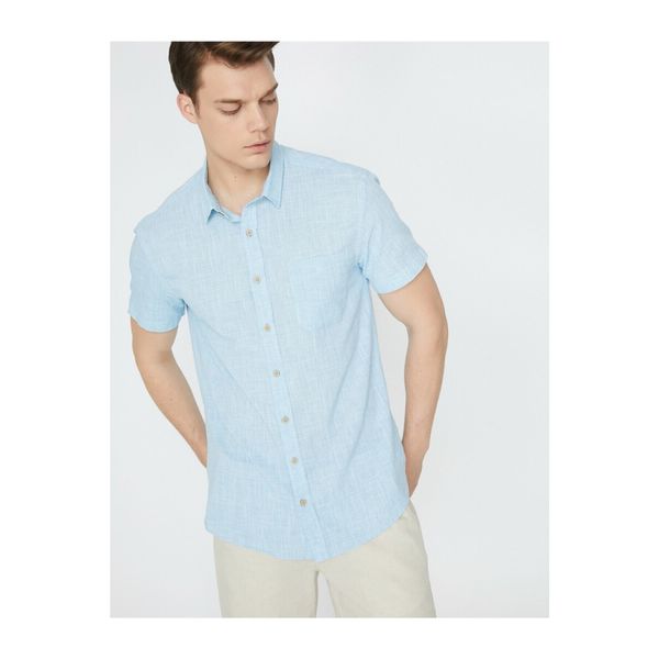 Koton Koton Men's Blue Pocket Detailed Shirt