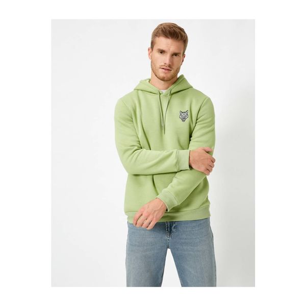 Koton Koton Men's Green Hooded Long Sleeve Sweatshirt