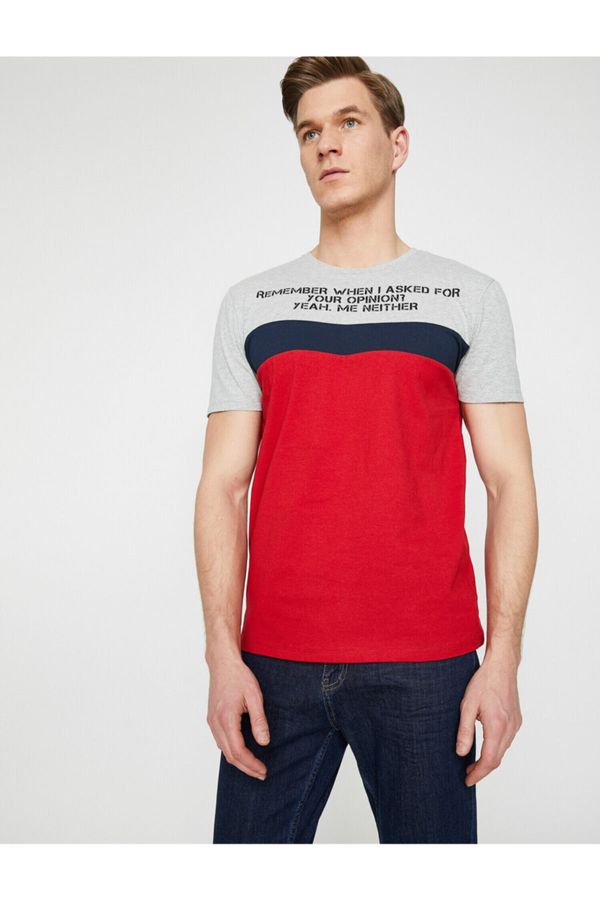 Koton Koton Męska Burgundowa załoga neck krótki rękaw T-shirt