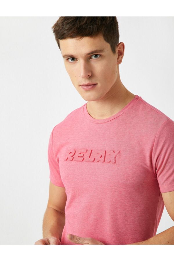 Koton Koton Męska różowa bawełniana koszulka z krótkim rękawem