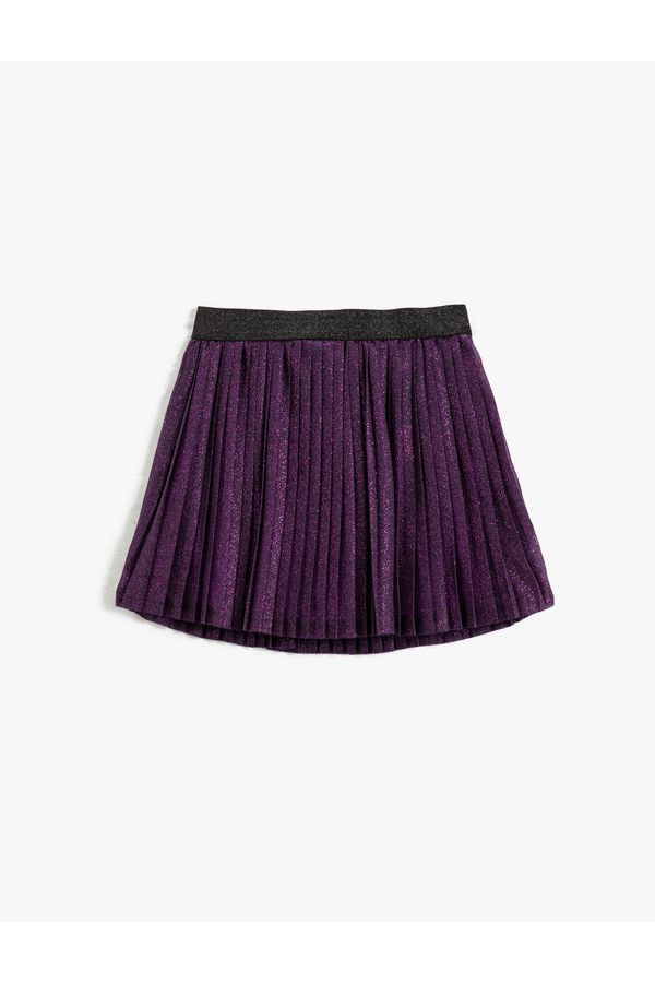 Koton Koton Mini Pleated Skirt Silvery Elastic Waist