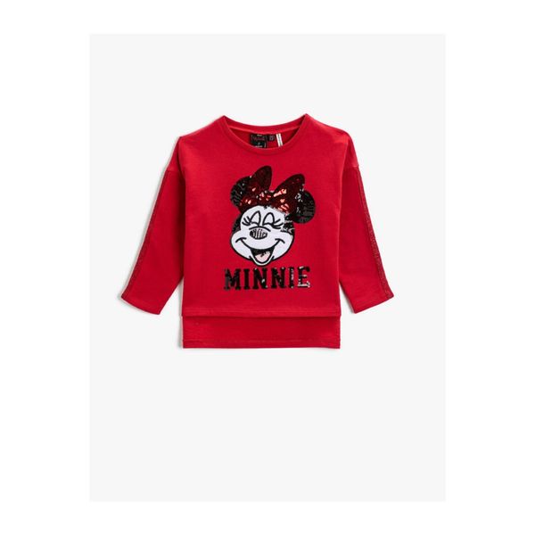 Koton Koton Minnie Mouse Licensed Print Sweatshirt Sequin Long Sleeve