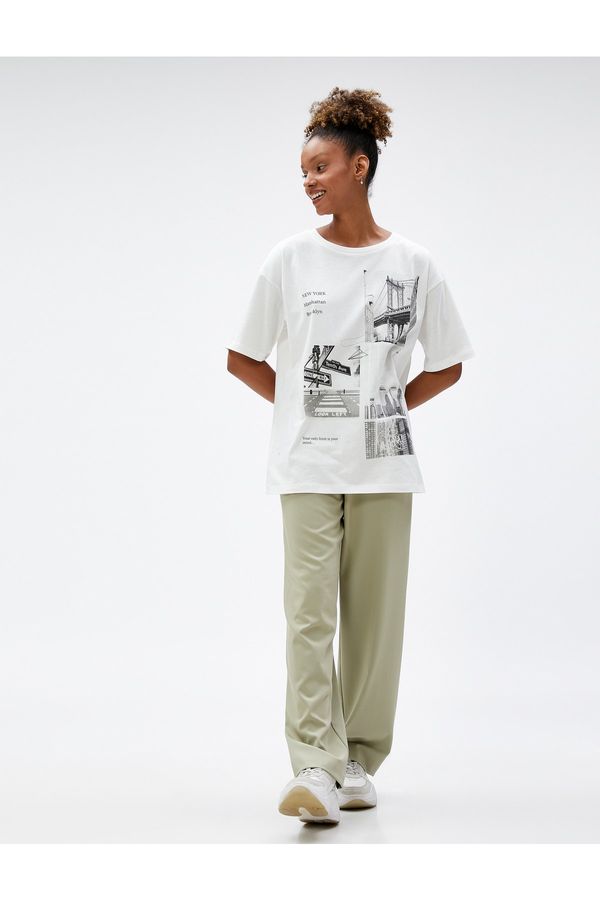 Koton Koton New York Printed T-Shirt Crew Neck Short Sleeve Cotton