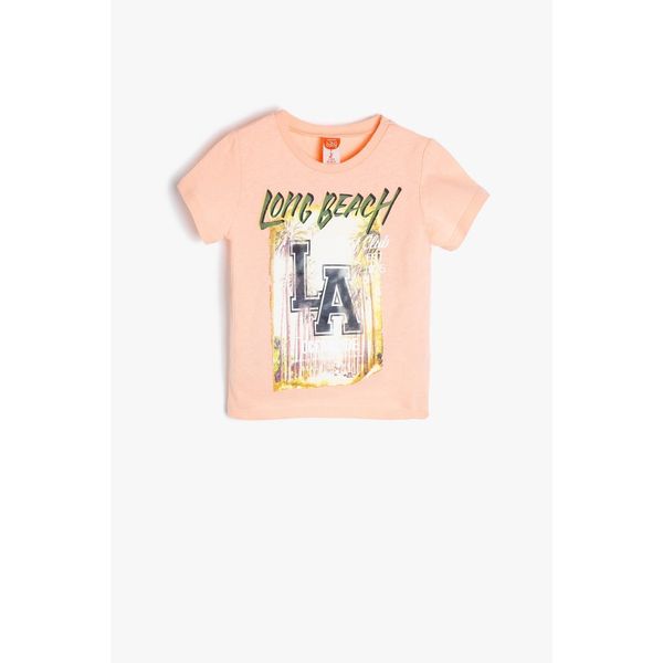 Koton Koton Orange Baby Boy Written Printed T-Shirt