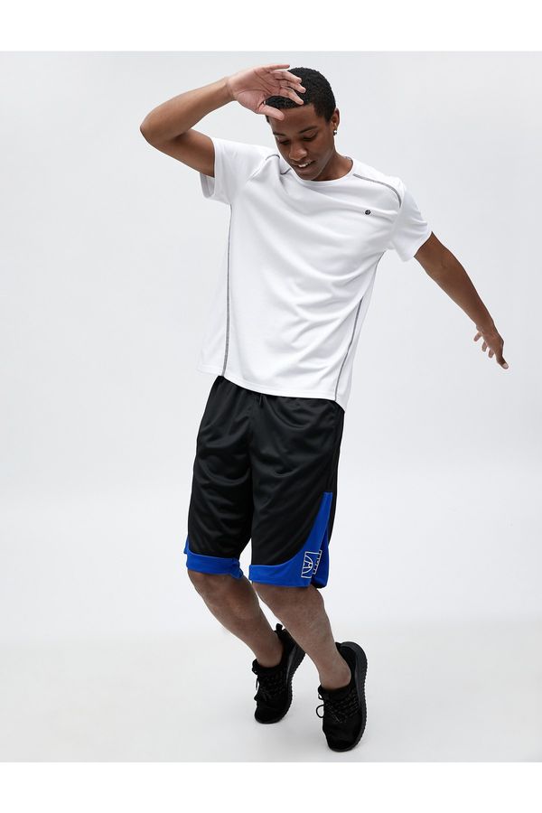 Koton Koton Oversize Basketball Shorts with Tie Waist Printed Pocket Detailed