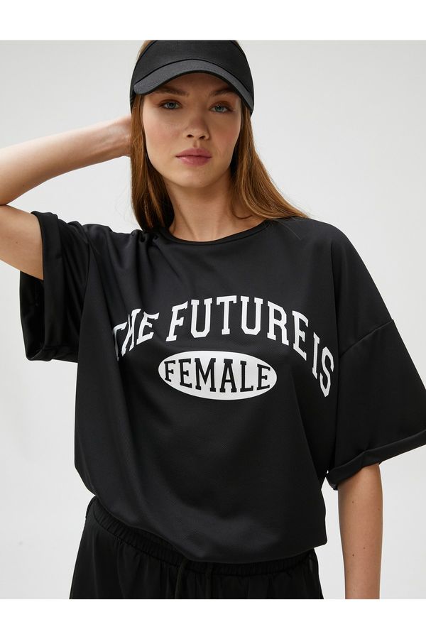 Koton Koton Oversize Sports T-Shirt Printed