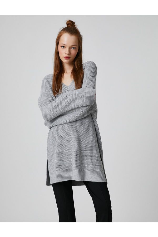 Koton Koton Oversize Sweater V-Neck Knit Long Sleeve