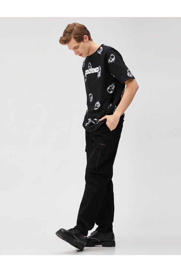 Koton Koton Oversize T-Shirt Skull Printed Crew Neck Short Sleeve